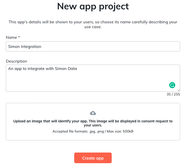 New app project fields