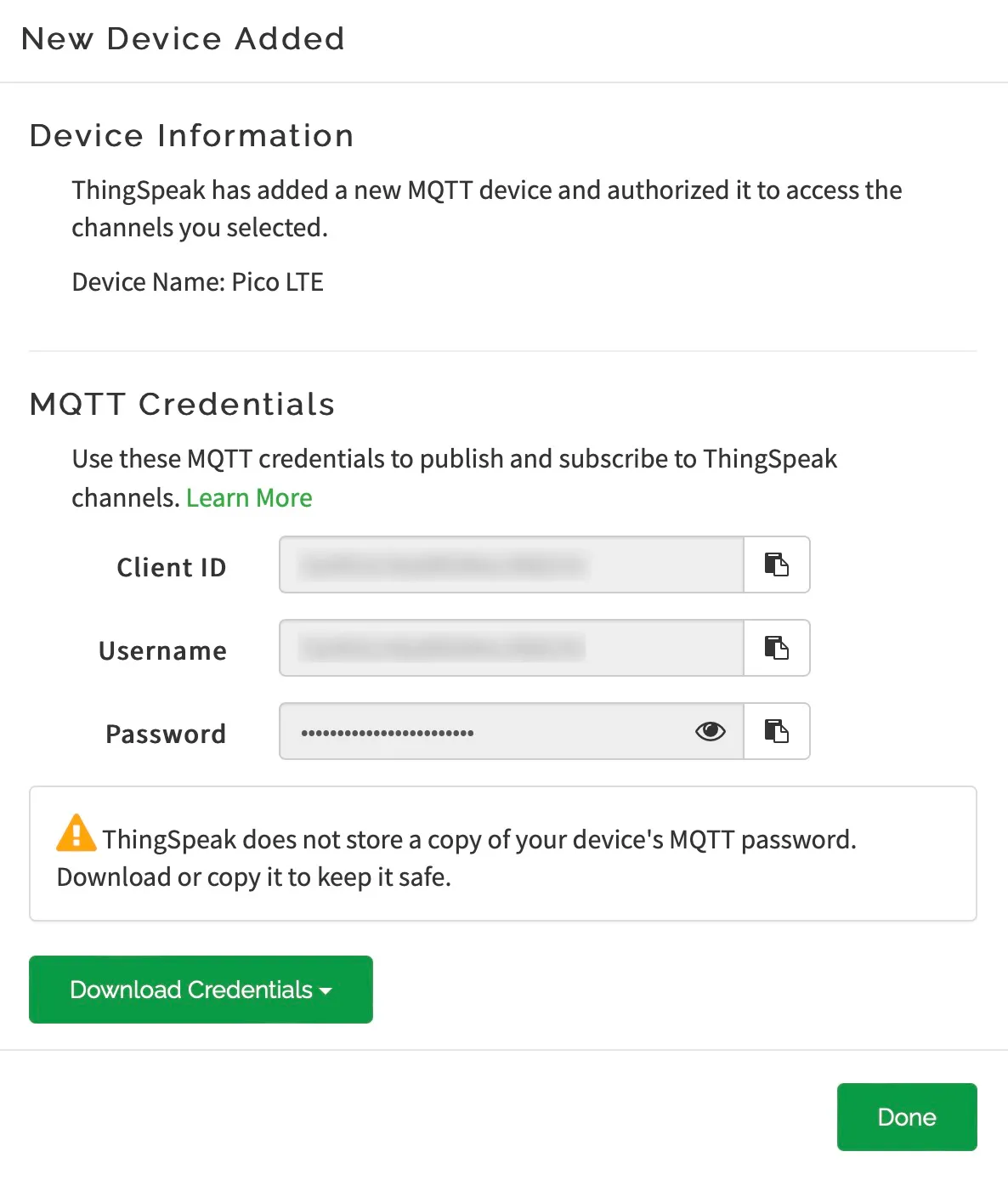 Sixfab Pico LTE ThingSpeak with MQTT