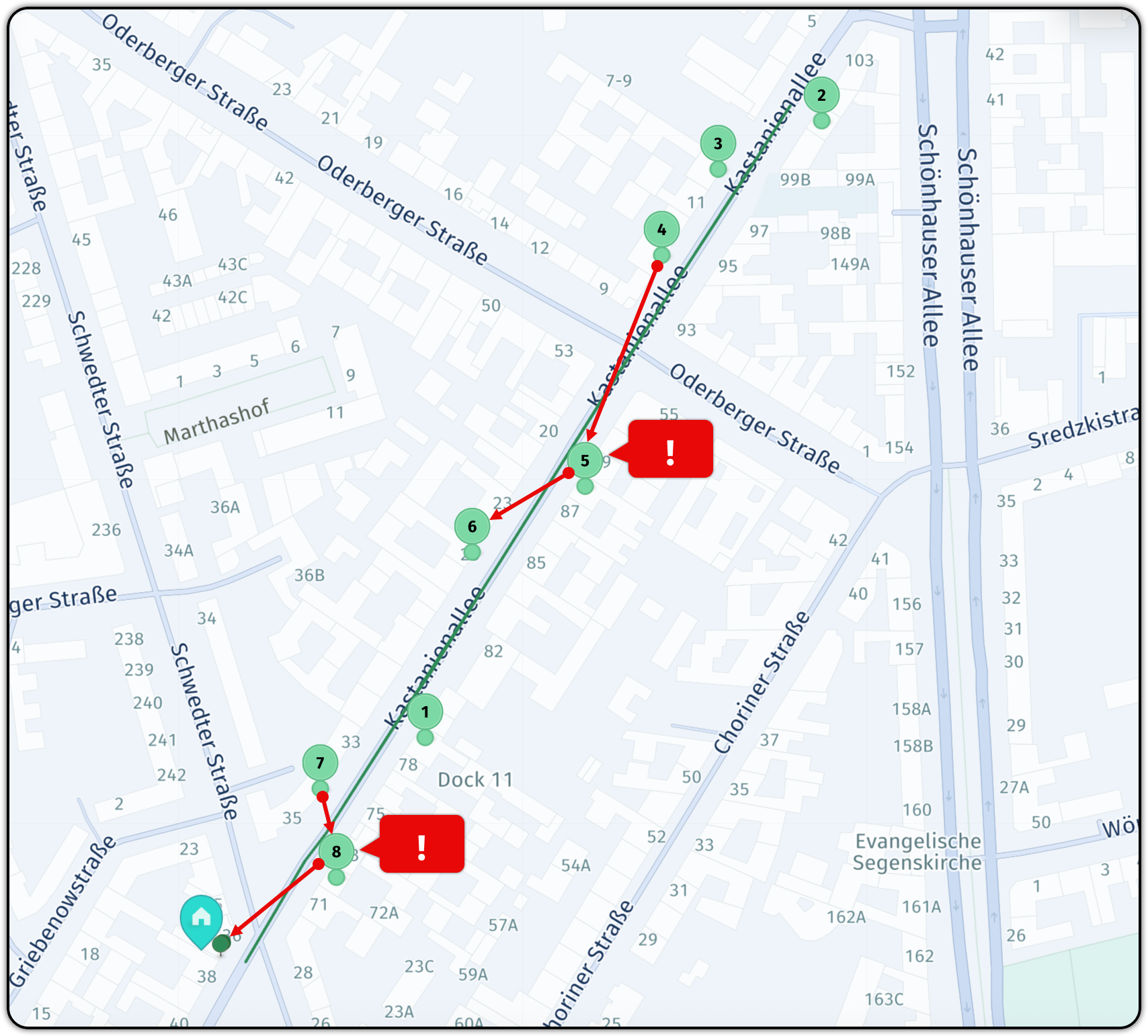 A solution of the bin collection problem without the sideOfStreetHint