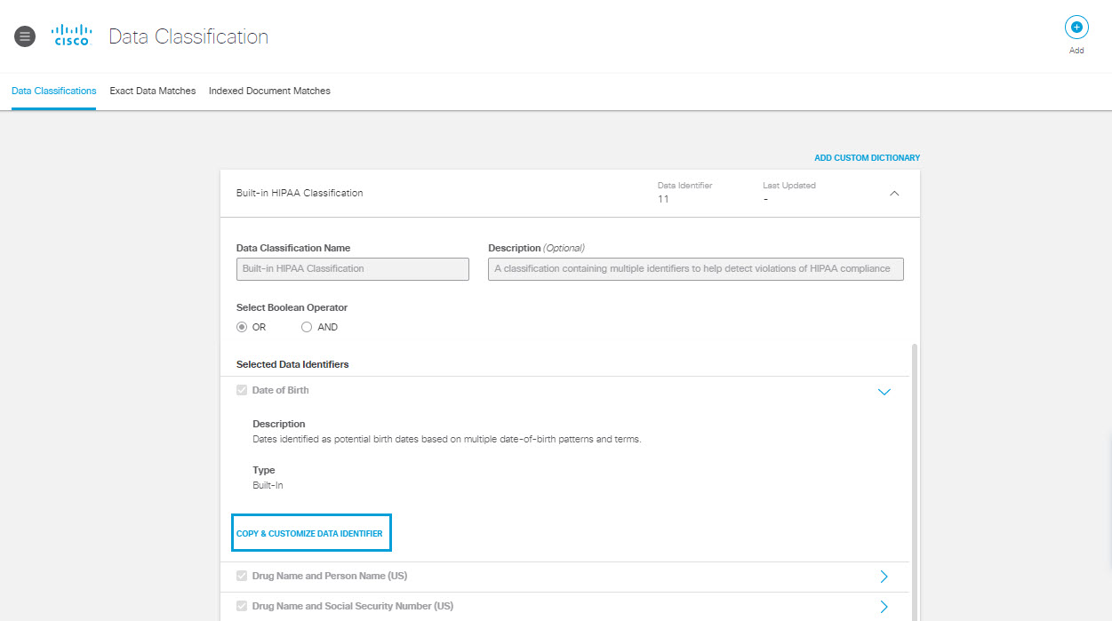 Create a Data Classification Using a Template