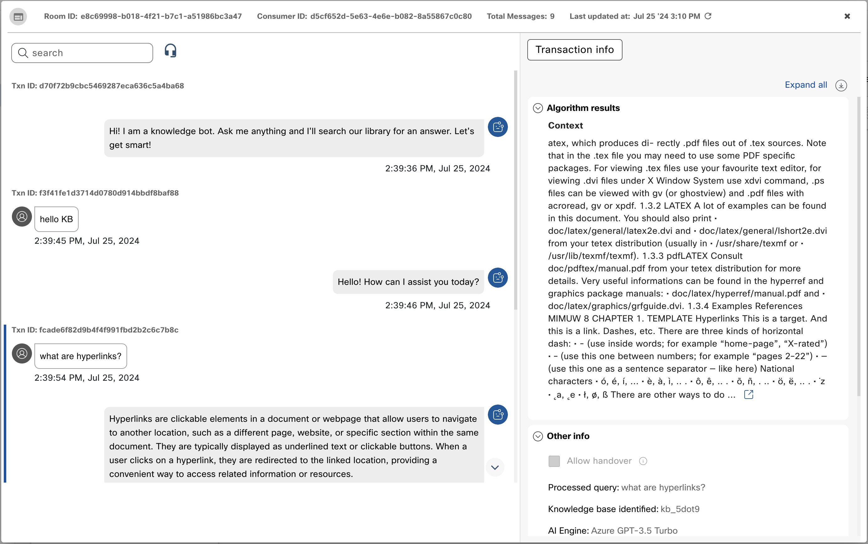 Sessions transaction view