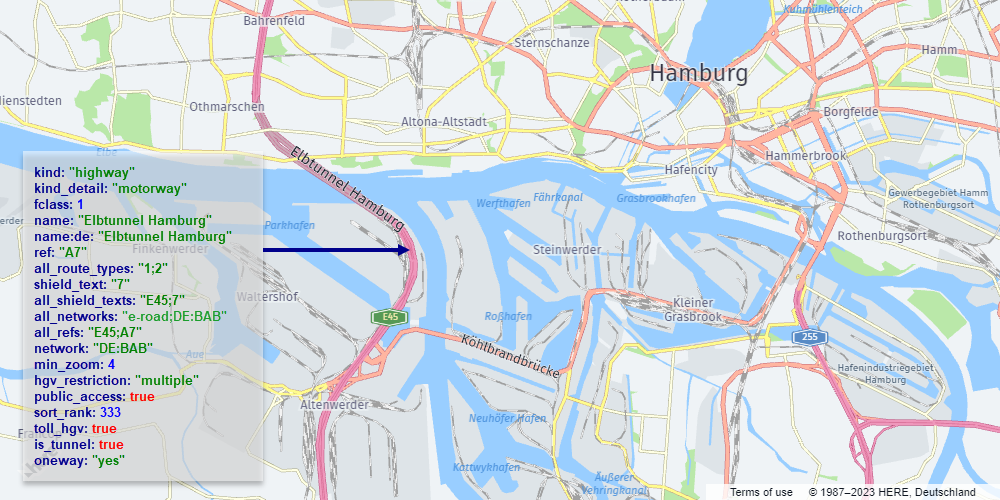 Sample roads in Hamburg, Germany
