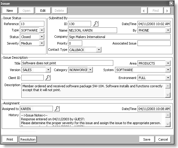 From Issues, select View and enter issues, then click New