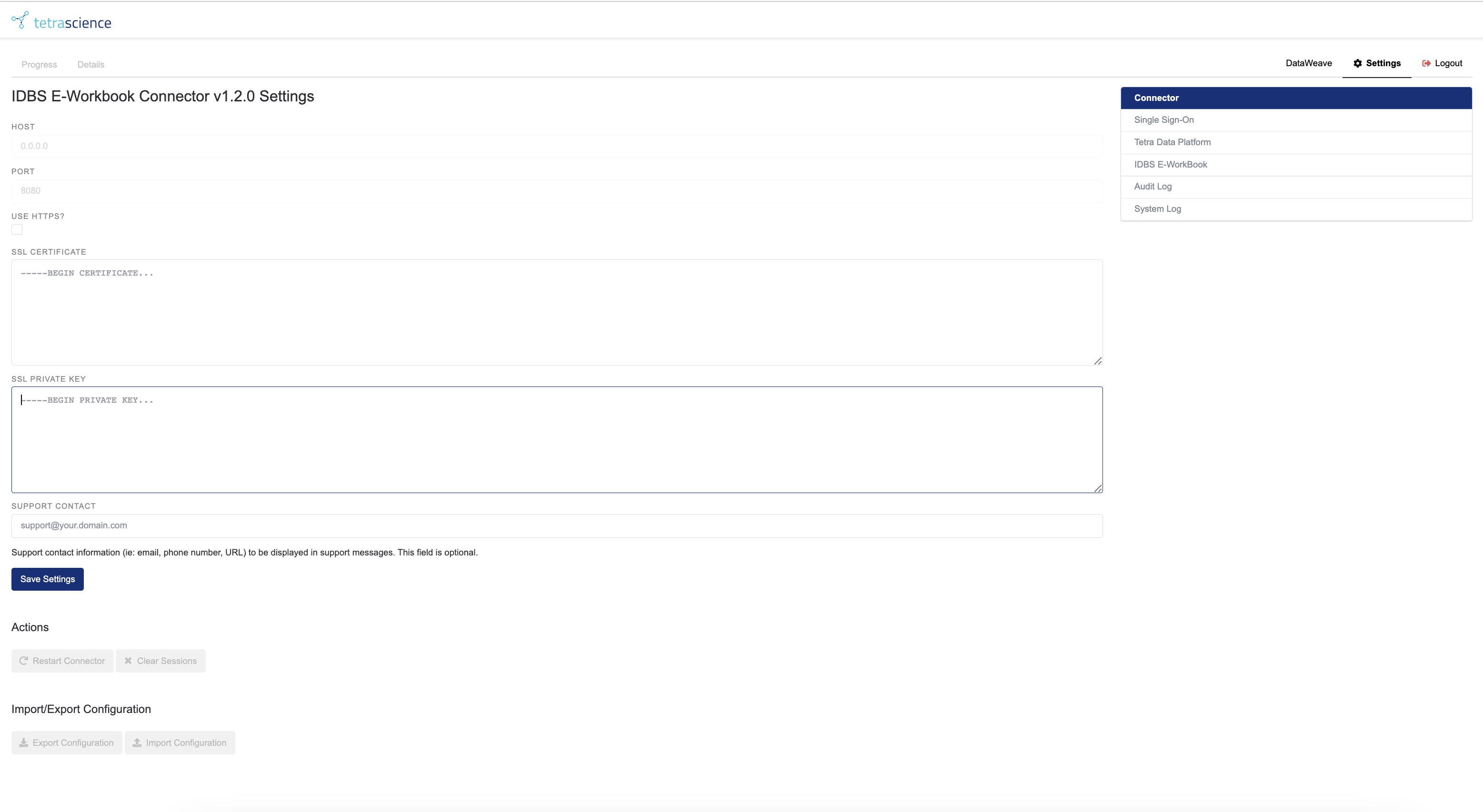 Figure 3. The Connector Settings Pane