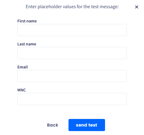 Screenshot of the placeholder values fields