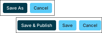 Save as indicates a system content record that needs to be copied. A save and publish button indicates copied content.