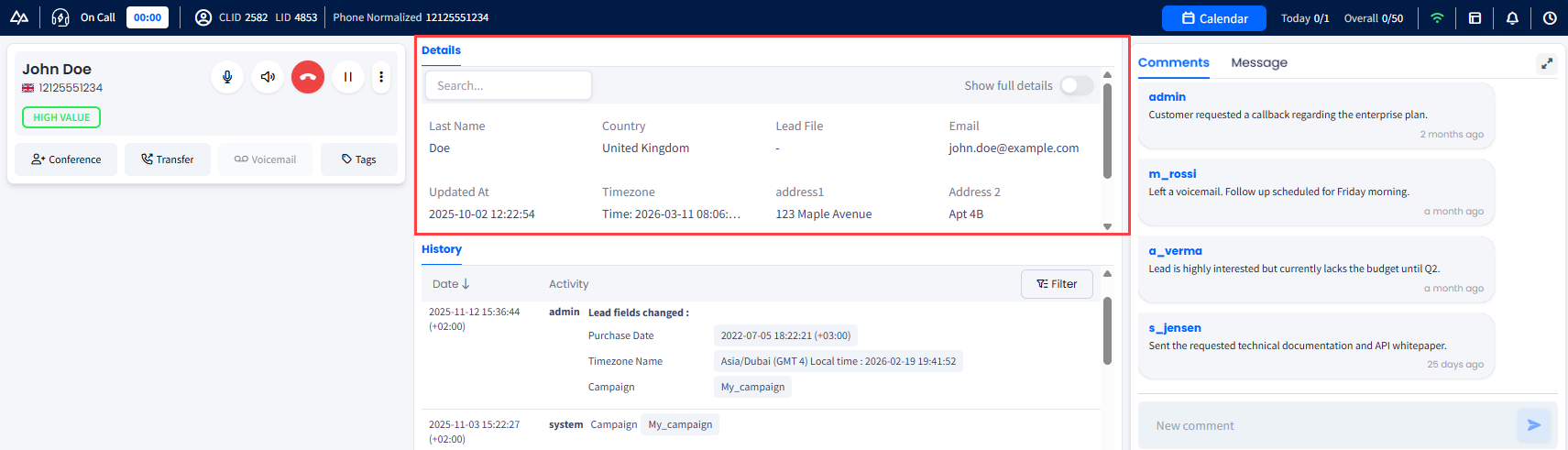 Screenshot of the Details section