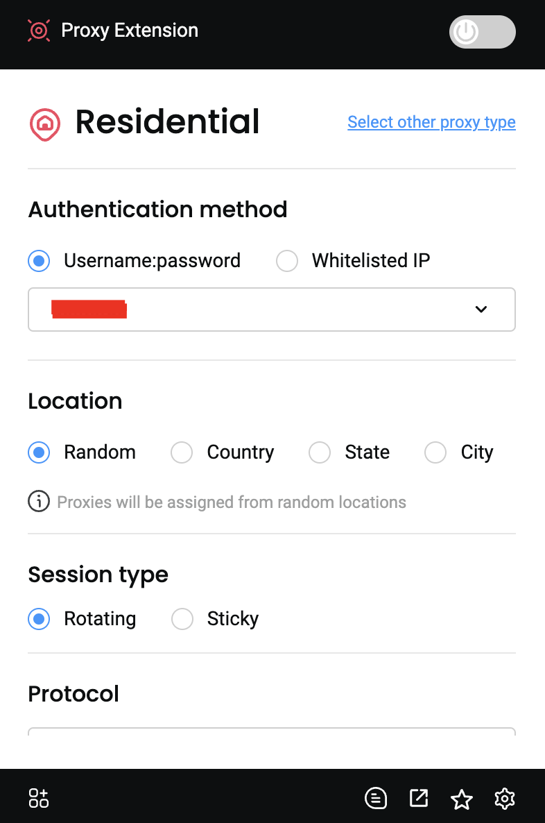 Residential proxy setup example