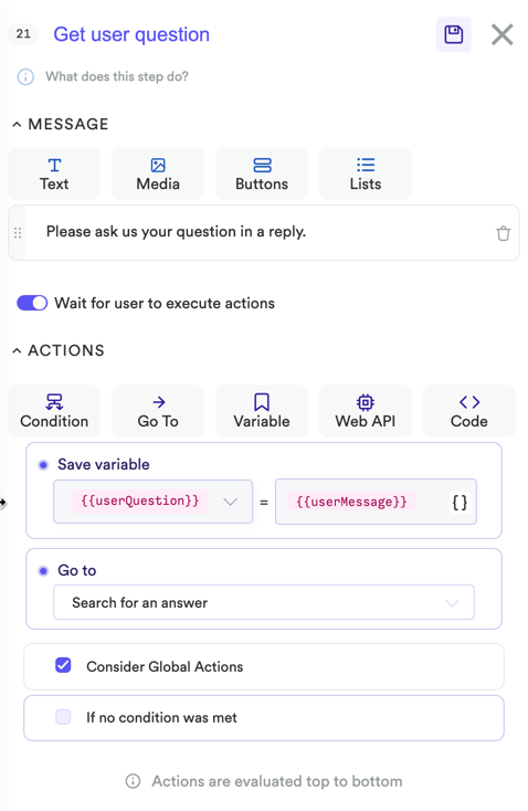 FAQ Activity - Get User Question Side Panel Detail