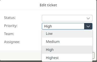 Possible priorities of a ticket
