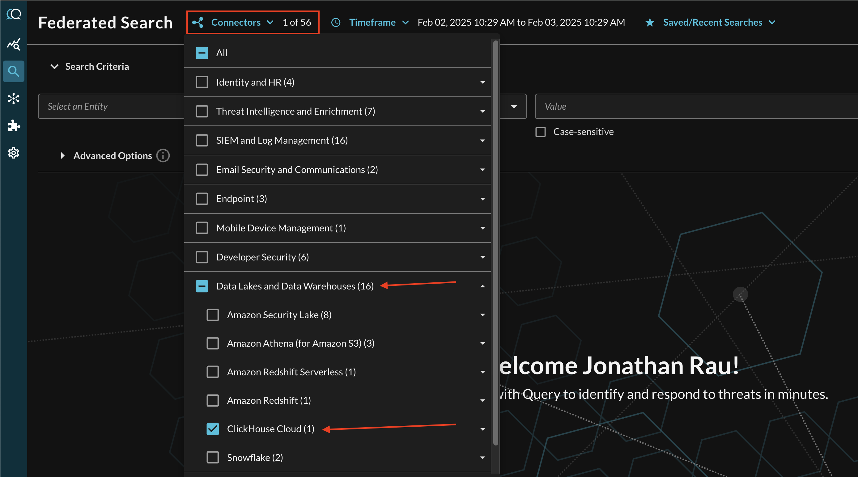 FIG. 6 - Selecting ClickHouse Cloud Connectors