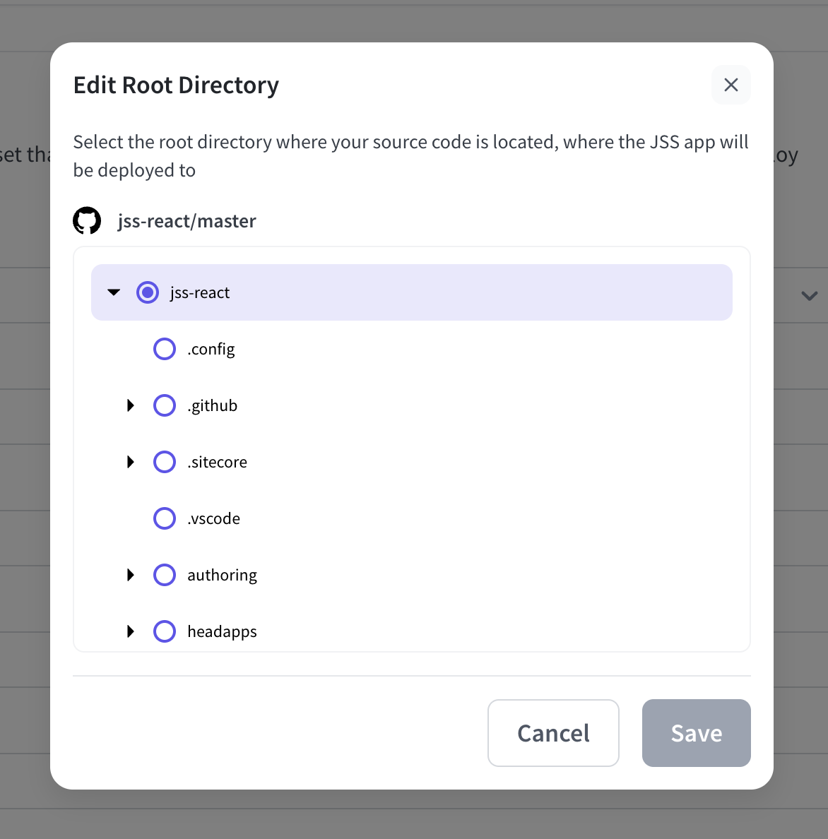 Root Directory dialog