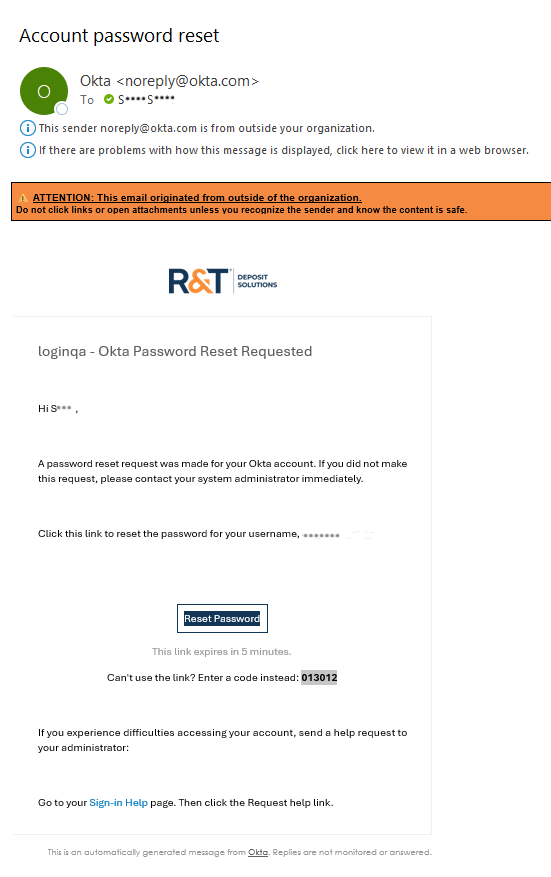 Password Reset Email