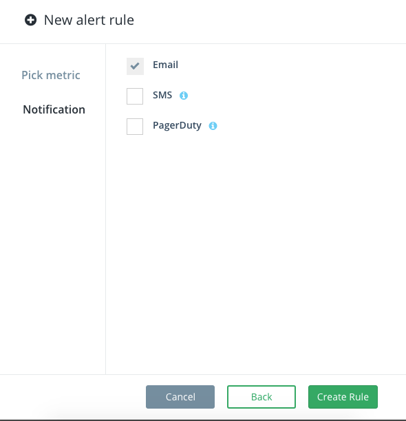 Create MySQL Account-Level Alert Rules - Select Notification Type