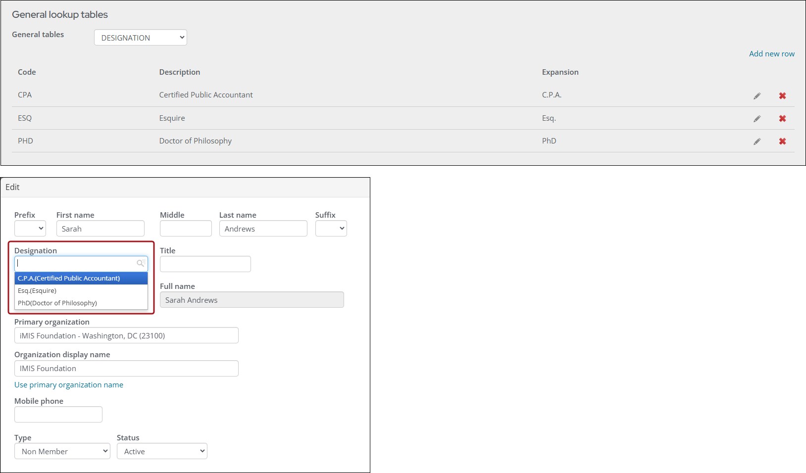 Adding a custom designation