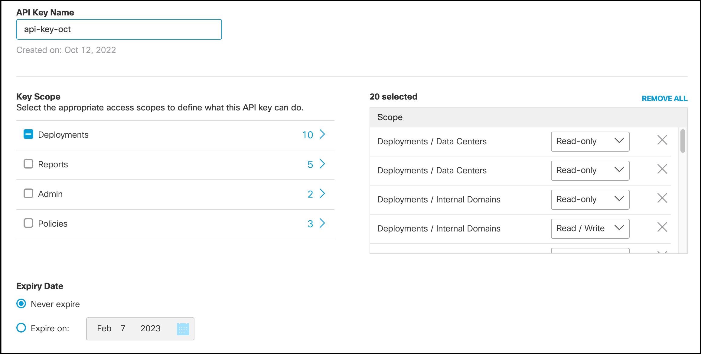 Where to find your API key, how to reset it and Scope of an API