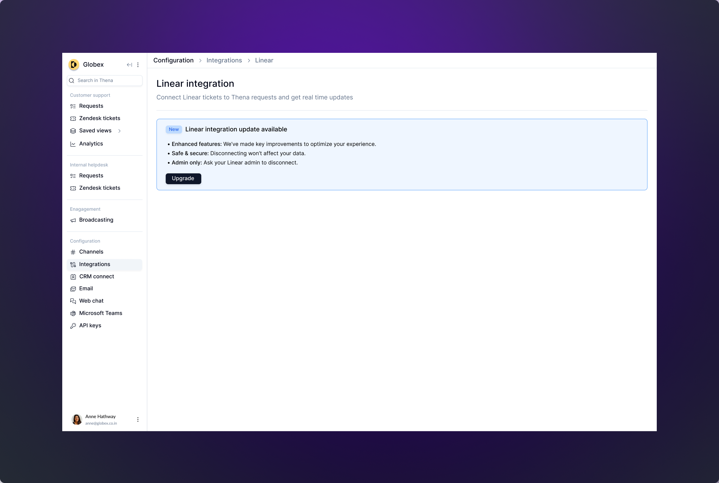 Update Linear integration