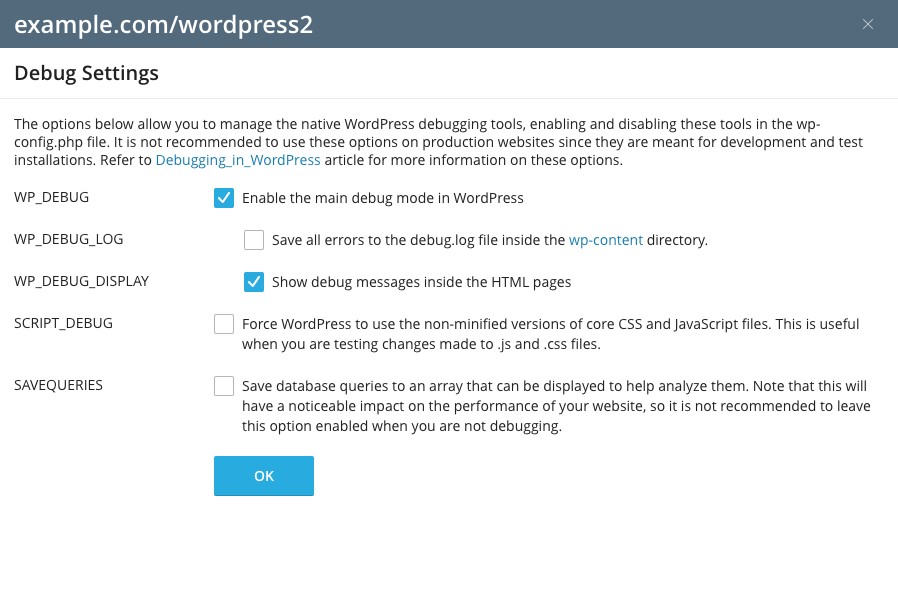 Image courtesy - https://blog.cpanel.com/wordpress-debugging-with-cpanel-and-wordpress-toolkit/