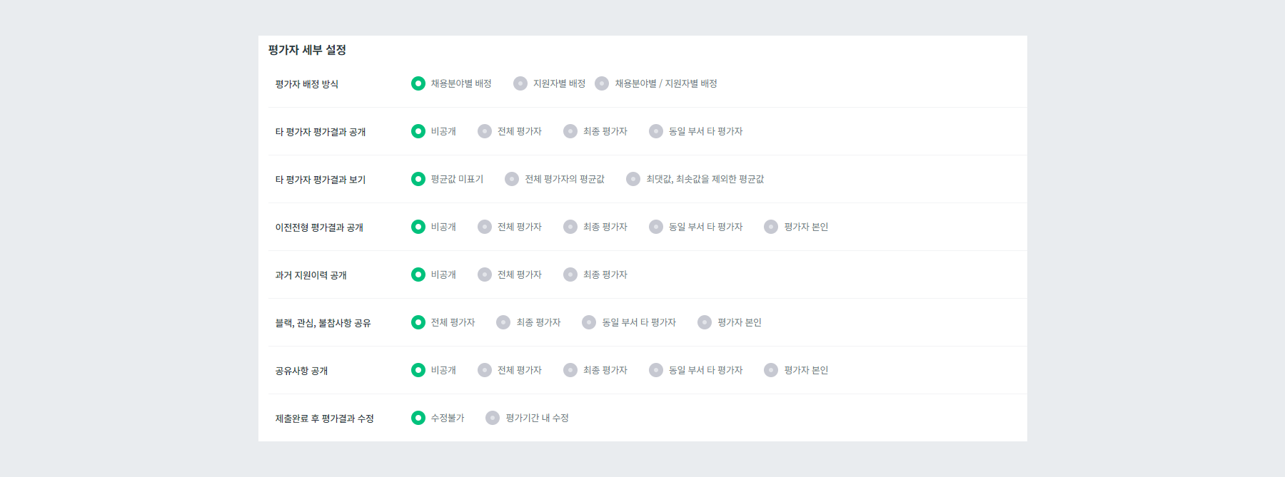 평가자 세부 설정