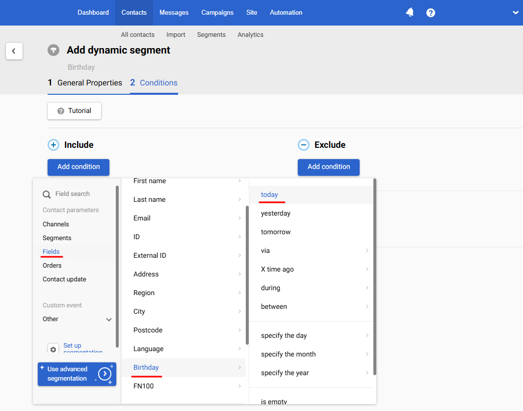 Create the segment