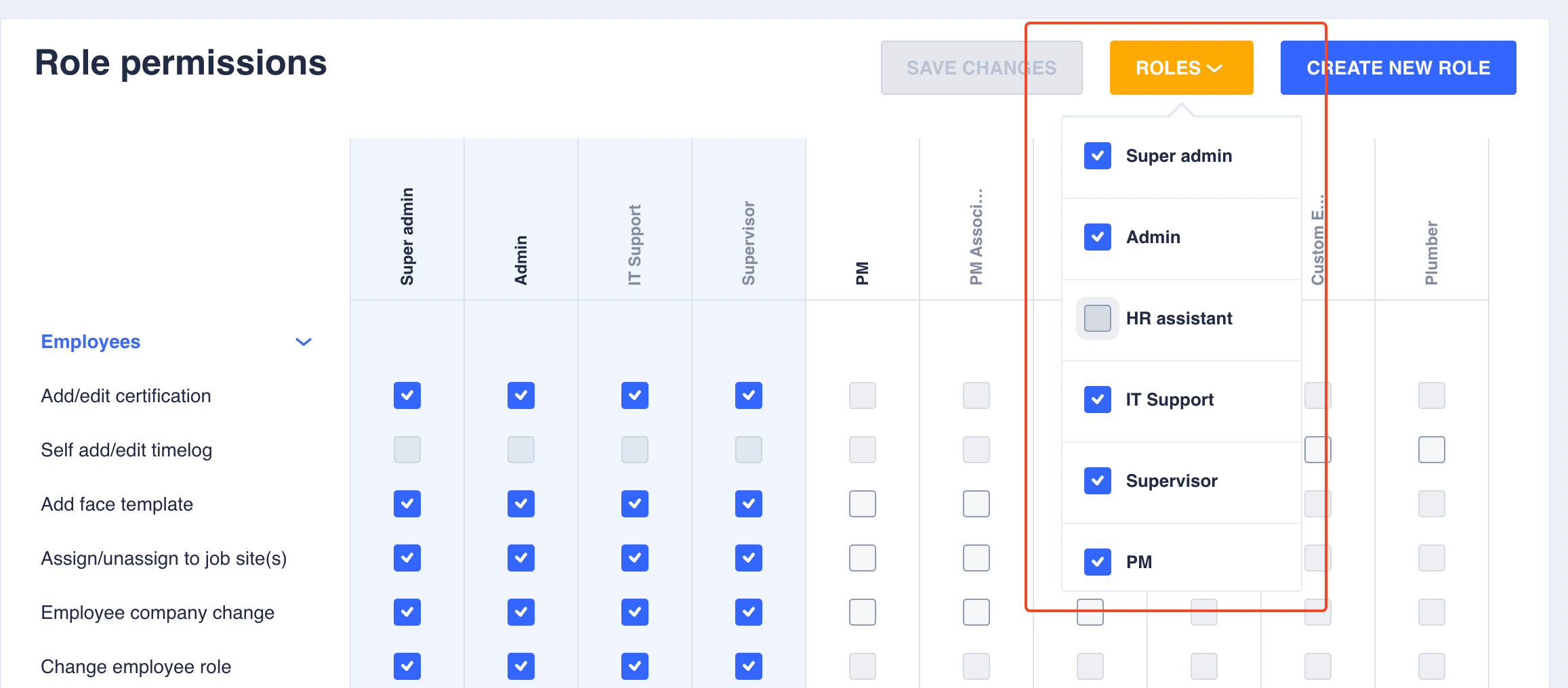 Roles filter