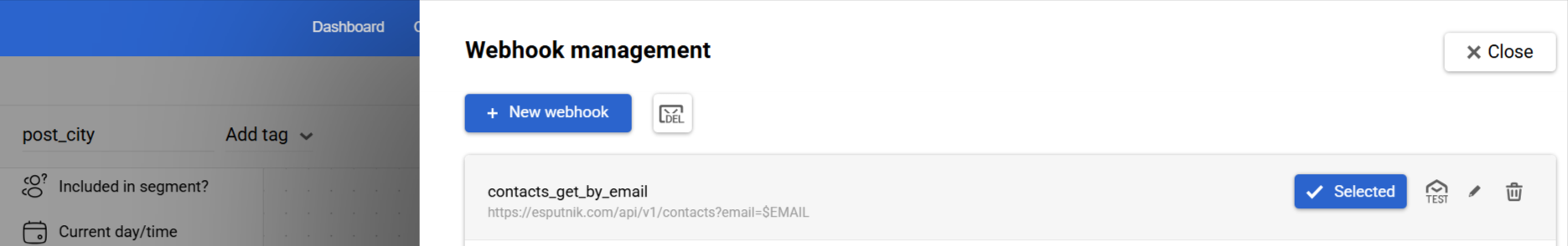 New webhook