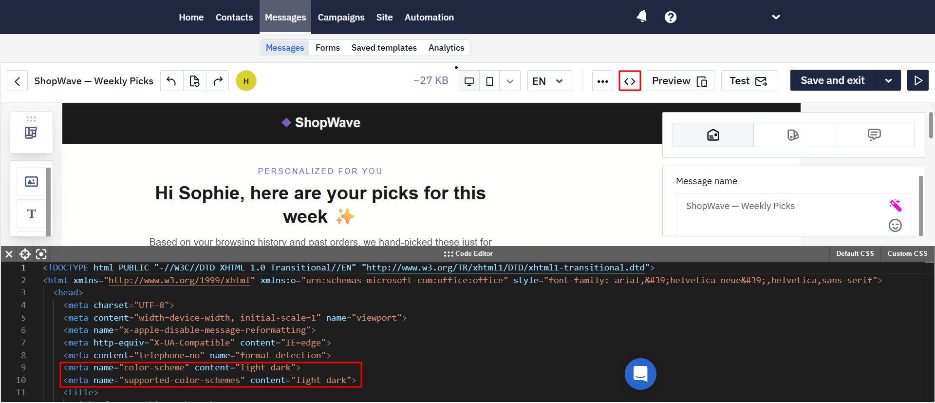 Add Dark Mode Styles in the Code Editor