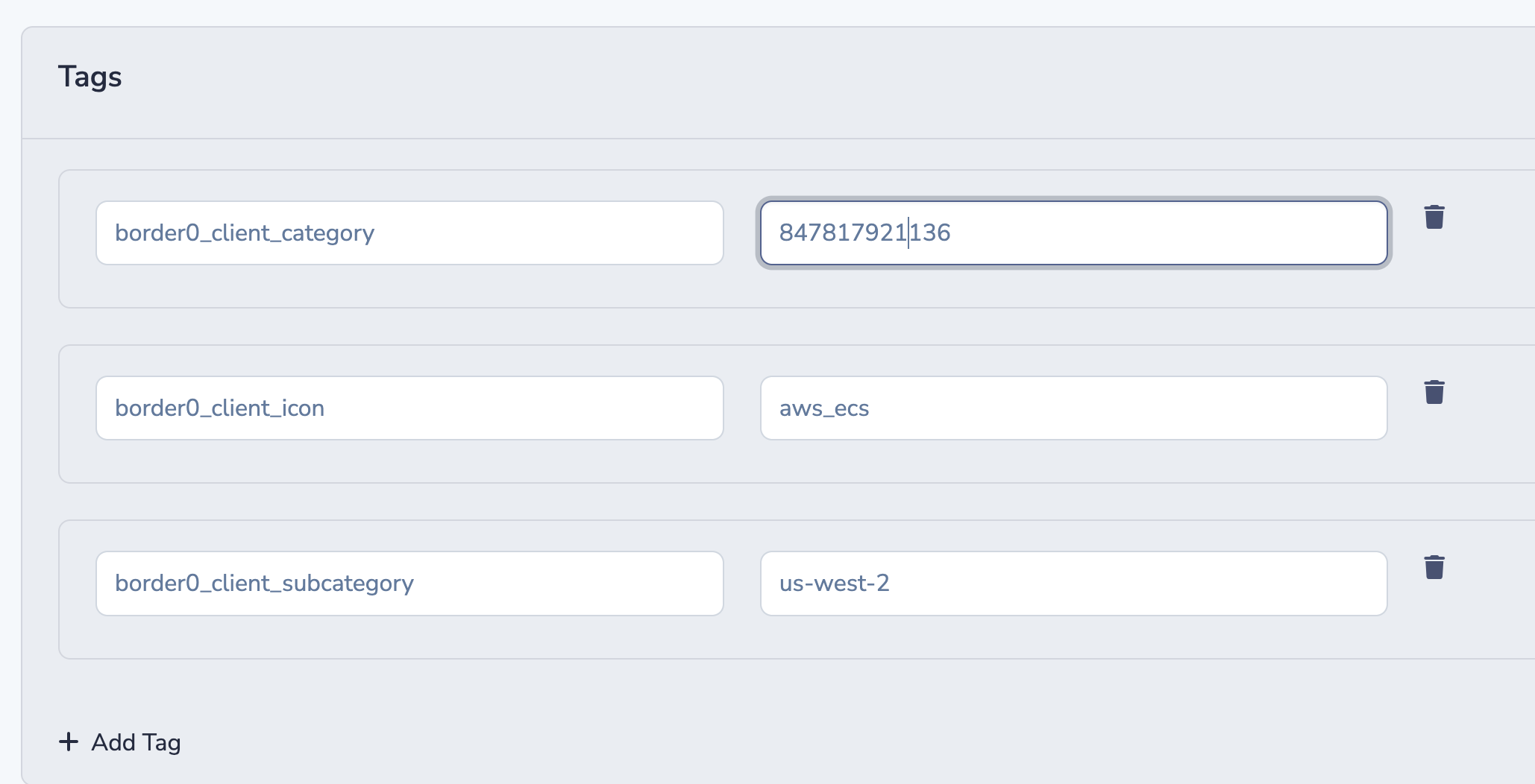 Managing tags for Sockets