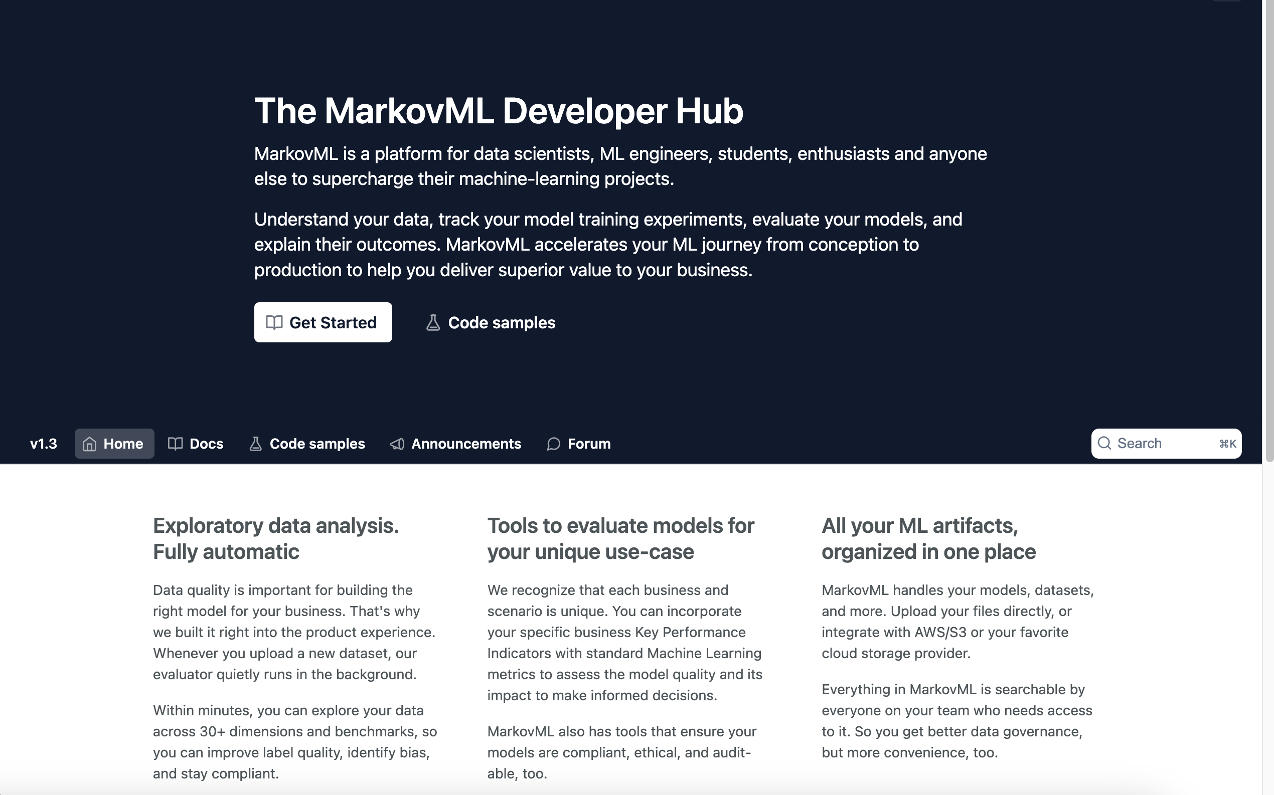 Developer docs home page