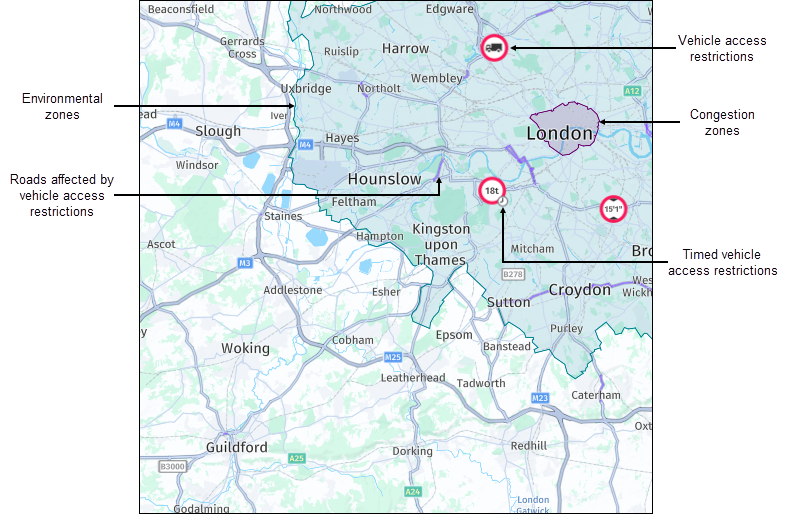 Environmental and congestion zones in HERE Raster Tile API