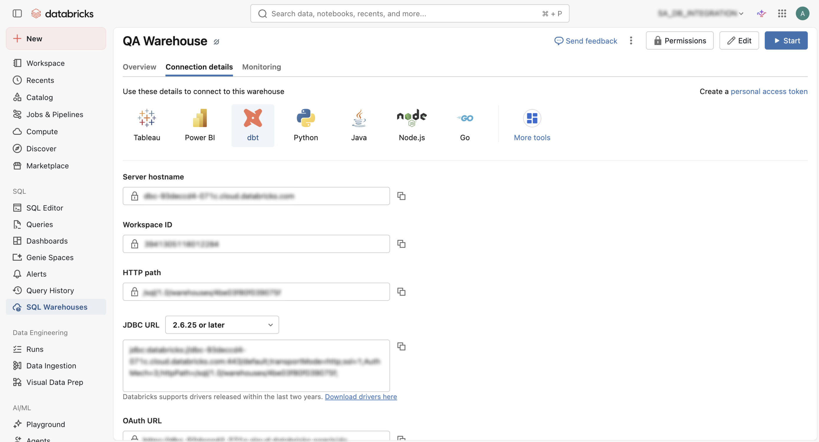 Databricks SQL Warehouse