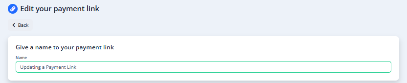 Image 1. Updating a Payment Link