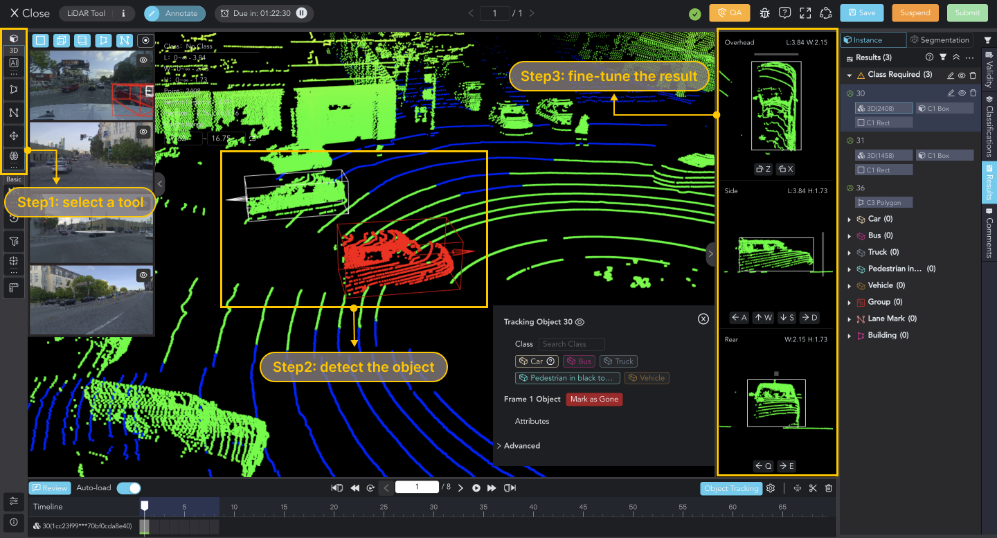 annotate data, data labeling, annotation tool, lidar fusion, point cloud, object detection, tracking object