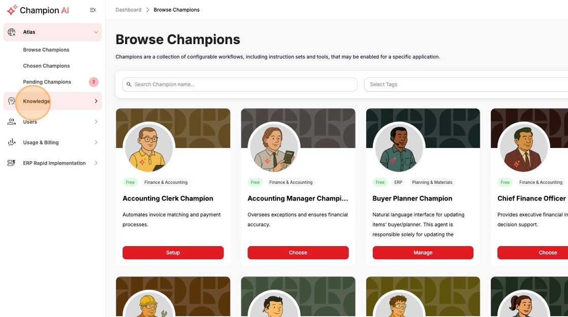 Click Knowledge Menu