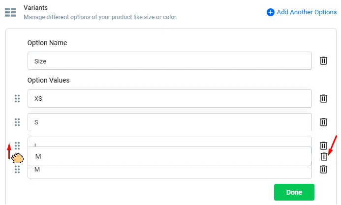 changing variant order