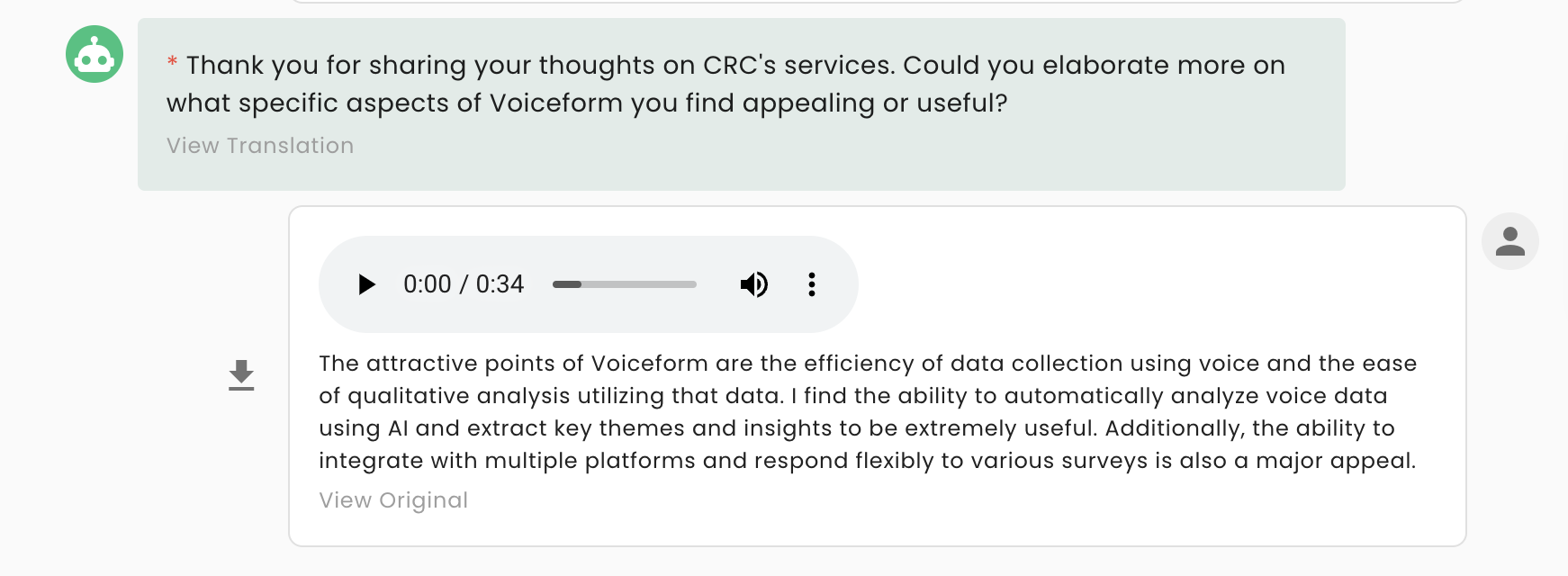 Translations example in By Respondent Tab