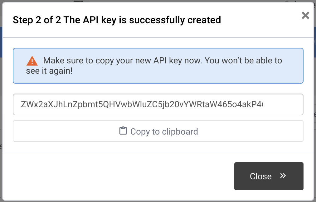 API Key Generated