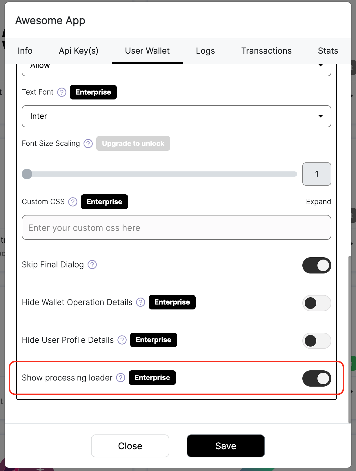 Customize processing loader state