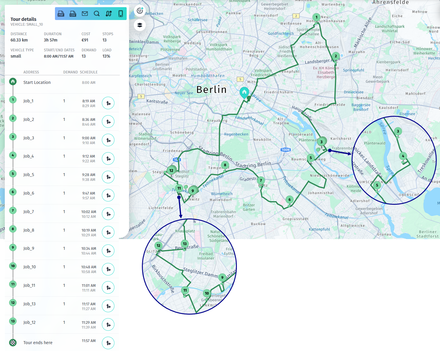 A tour with no position constraint
