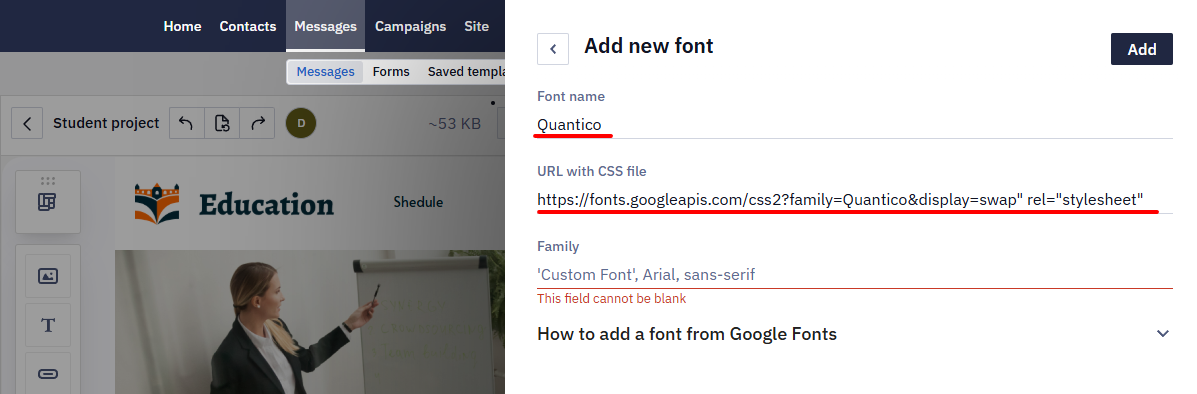 Paste URL with CSS File