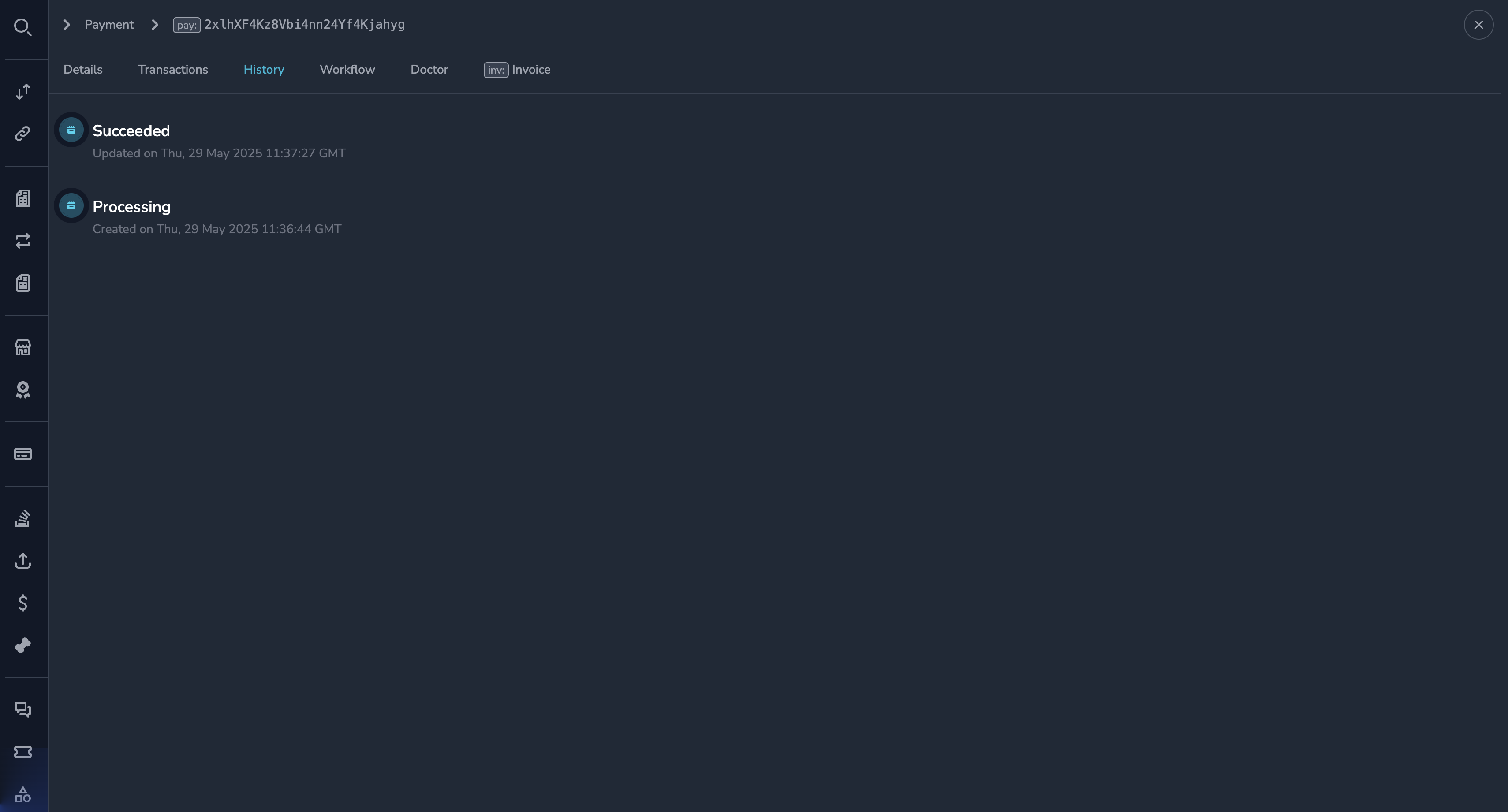 Payment history tab