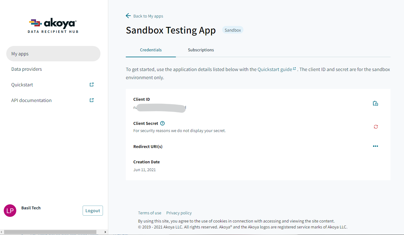 A Sandbox app in the Hub