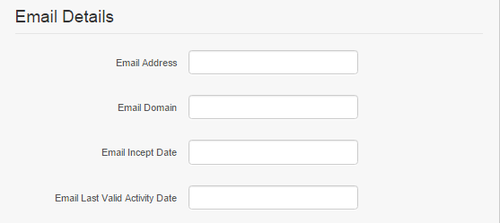 A screenshot of Email Details. Enter in any email information related to the user account.