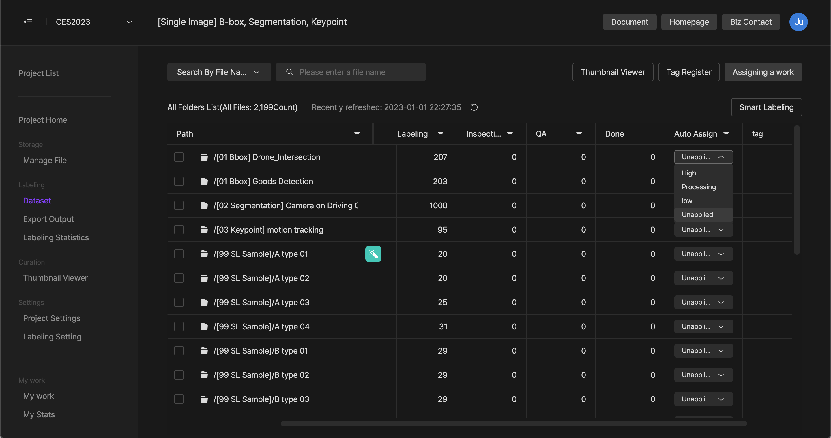 Single task assignment screen