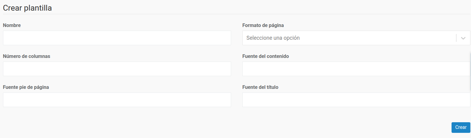 Creación de una nueva plantilla