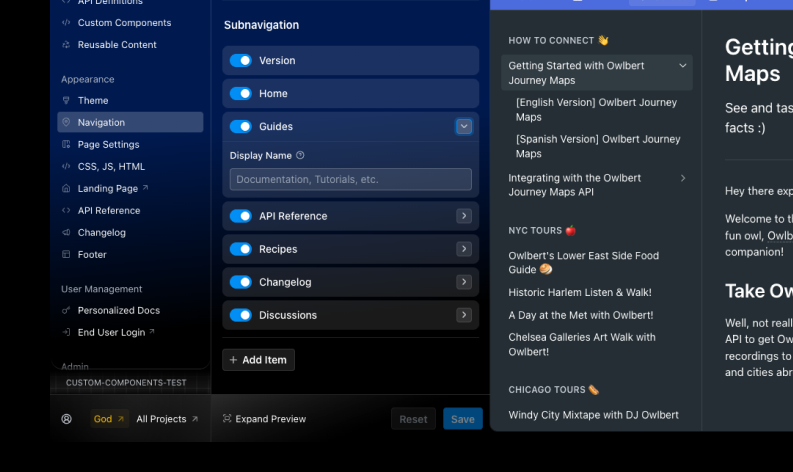 Disabling a section will remove it from the navigation bar and hide all its content from public view