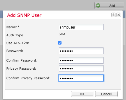 **Figure 2:** Adding SNMP Users for SNMPv3
