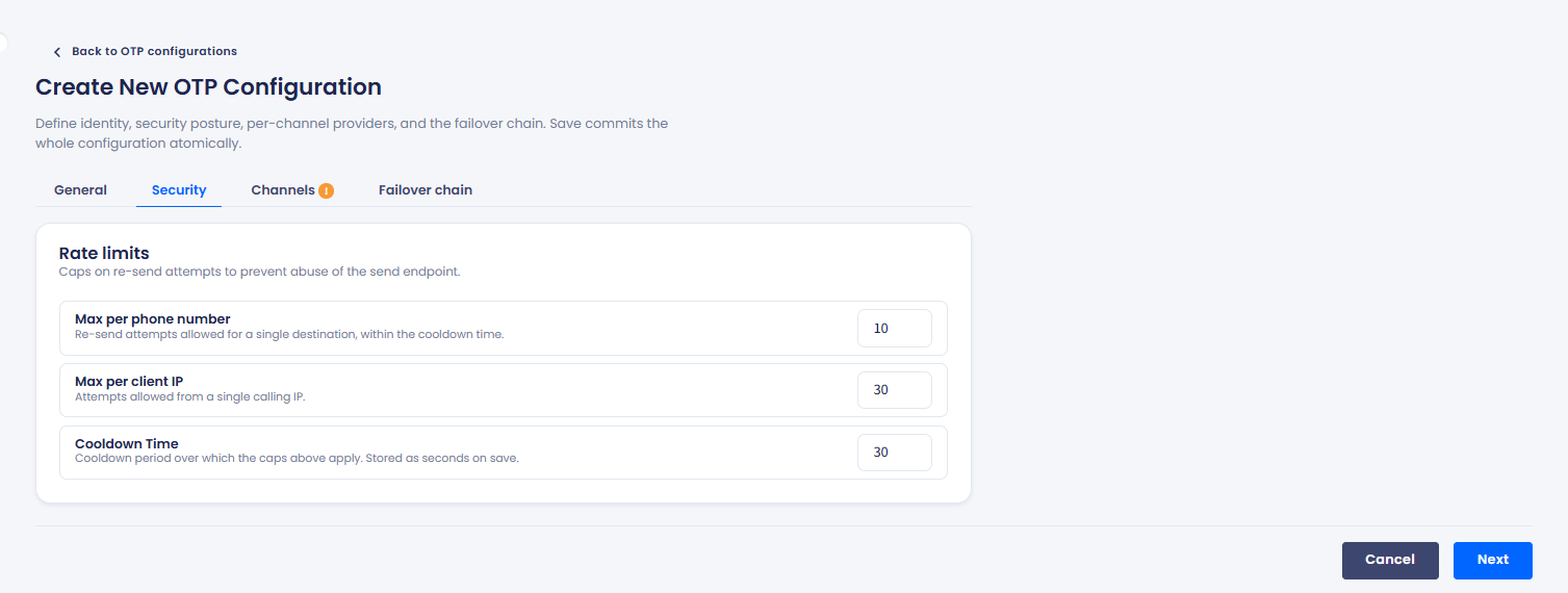 Screenshot of the Security tab