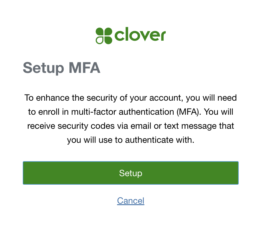 Set up two-factor authentication to continue pop-up