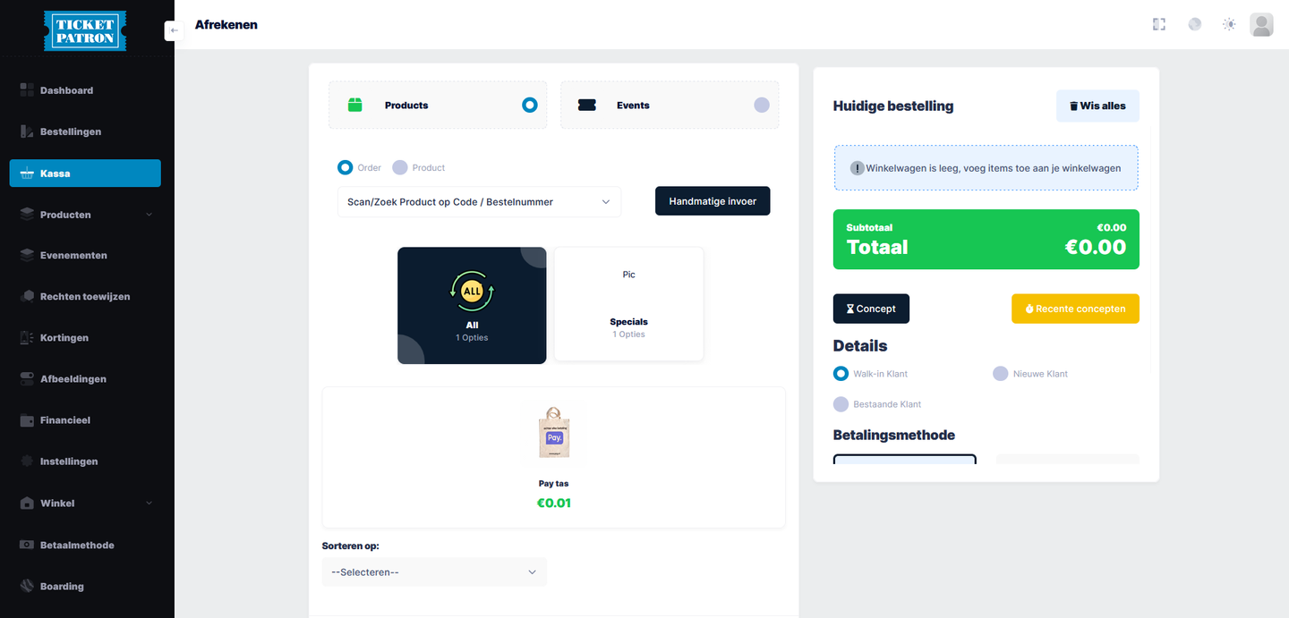 Backend in POS mode for products